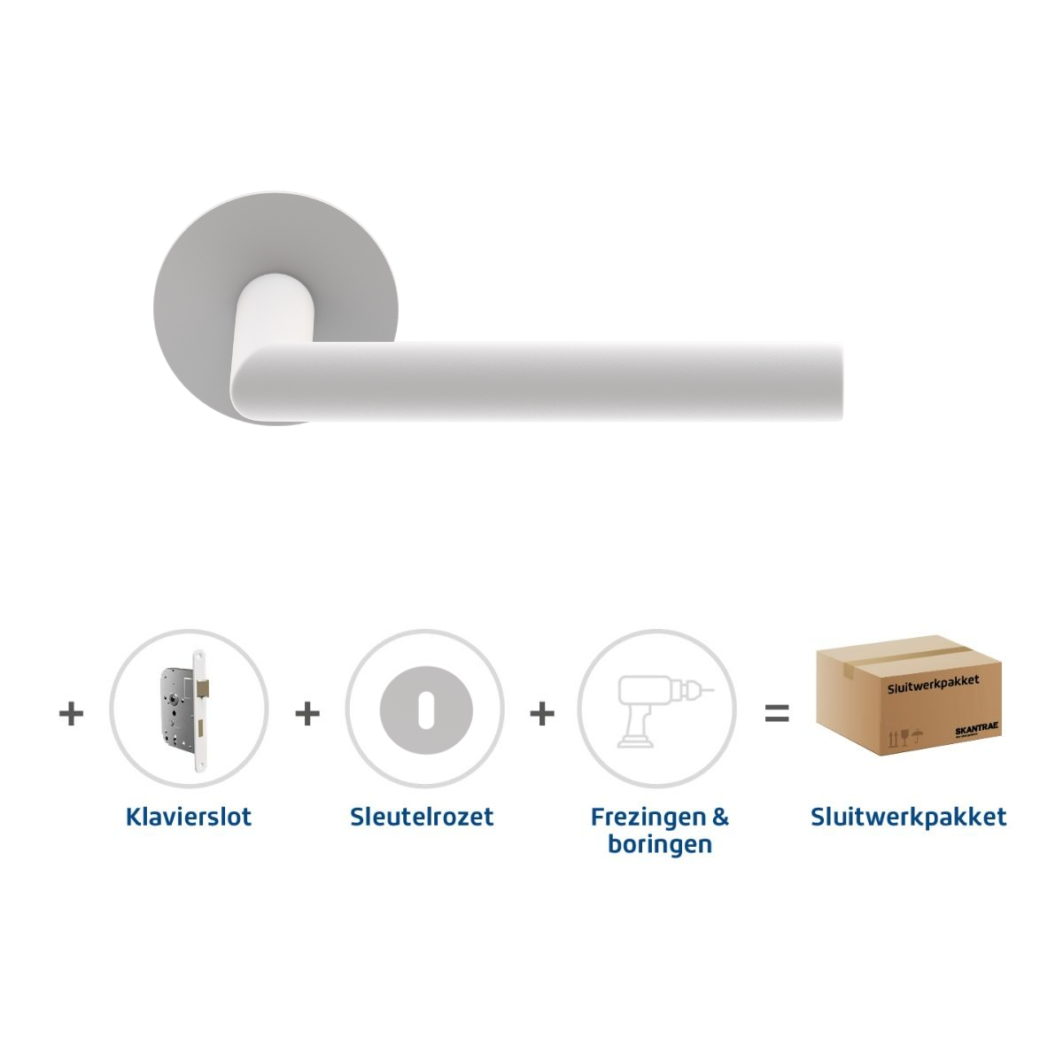 Sluitwerkpakketten met Deurkruk Orbit 19 Flat Wit